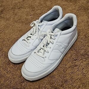 Saucony Men's Jazz Court Sneaker Low, White/ White Gum Sole, Size 13